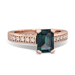 Alexandrite Art Deco Engagement 7X5mm Emerald-Cut 14K Rose Gold ring R26357EM