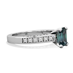 Alexandrite Art Deco Engagement 7X5mm Emerald-Cut 14K White Gold ring R26357EM