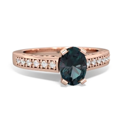 Alexandrite Art Deco Engagement 7X5mm Oval 14K Rose Gold ring R26357VL