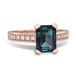 Alexandrite Art Deco Engagement 8X6mm Emerald-Cut 14K Rose Gold ring R26358EM