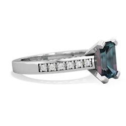 Alexandrite Art Deco Engagement 8X6mm Emerald-Cut 14K White Gold ring R26358EM