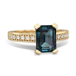 Alexandrite Art Deco Engagement 8X6mm Emerald-Cut 14K Yellow Gold ring R26358EM