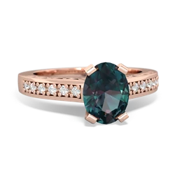 Alexandrite Art Deco Engagement 8X6mm Oval 14K Rose Gold ring R26358VL