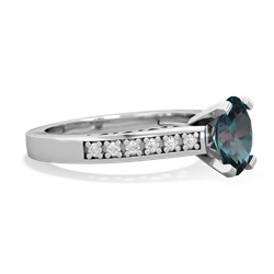 Alexandrite Art Deco Engagement 8X6mm Oval 14K White Gold ring R26358VL