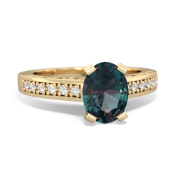 Alexandrite Art Deco Engagement 8X6mm Oval 14K Yellow Gold ring R26358VL