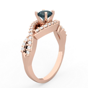 Alexandrite Diamond Twist 5Mm Round Engagment  14K Rose Gold ring R26405RD