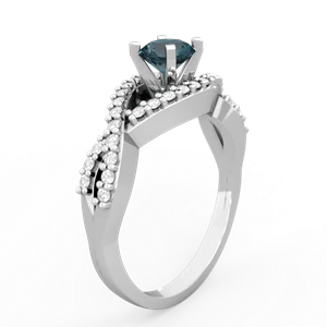 Alexandrite Diamond Twist 5Mm Round Engagment  14K White Gold ring R26405RD