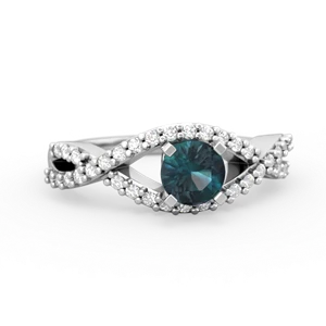 Alexandrite Diamond Twist 5Mm Round Engagment  14K White Gold ring R26405RD