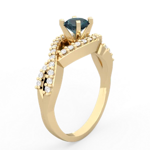Alexandrite Diamond Twist 5Mm Round Engagment  14K Yellow Gold ring R26405RD