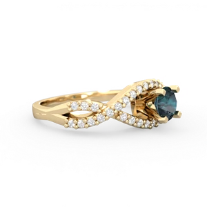 Alexandrite Diamond Twist 5Mm Round Engagment  14K Yellow Gold ring R26405RD