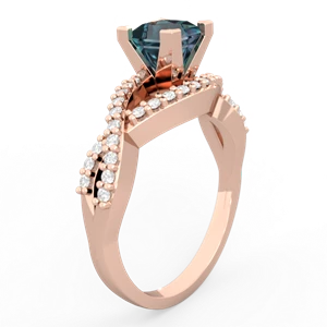 Alexandrite Diamond Twist 5Mm Square Engagment  14K Rose Gold ring R26405SQ