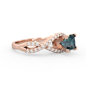 Alexandrite Diamond Twist 5Mm Square Engagment  14K Rose Gold ring R26405SQ
