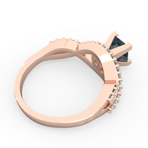 Alexandrite Diamond Twist 5Mm Square Engagment  14K Rose Gold ring R26405SQ