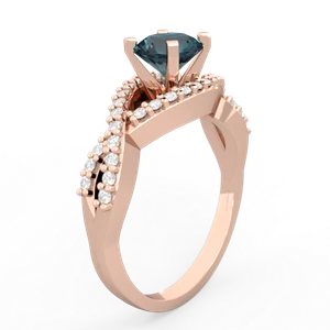 Alexandrite Diamond Twist 6Mm Round Engagment  14K Rose Gold ring R26406RD