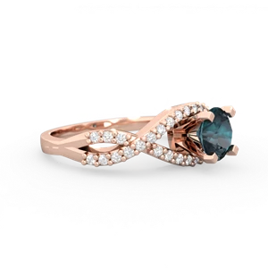 Alexandrite Diamond Twist 6Mm Round Engagment  14K Rose Gold ring R26406RD