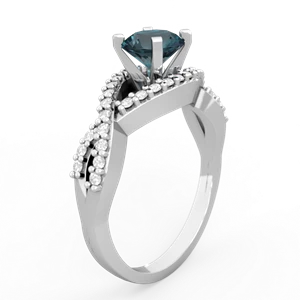 Alexandrite Diamond Twist 6Mm Round Engagment  14K White Gold ring R26406RD