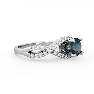 Alexandrite Diamond Twist 6Mm Round Engagment  14K White Gold ring R26406RD