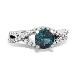 Thumbnail for Lab Alexandrite Diamond Twist 14K White Gold ring R26406RD - top view