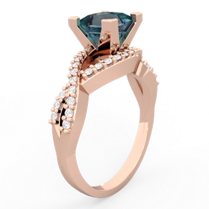 Alexandrite Diamond Twist 6Mm Princess Engagment  14K Rose Gold ring R26406SQ