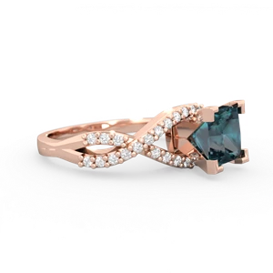 Alexandrite Diamond Twist 6Mm Princess Engagment  14K Rose Gold ring R26406SQ