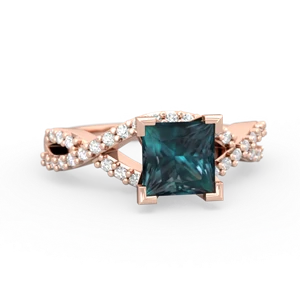 Alexandrite Diamond Twist 6Mm Princess Engagment  14K Rose Gold ring R26406SQ