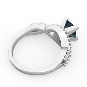 Alexandrite Diamond Twist 6Mm Princess Engagment  14K White Gold ring R26406SQ
