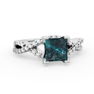 Alexandrite Diamond Twist 6Mm Princess Engagment  14K White Gold ring R26406SQ