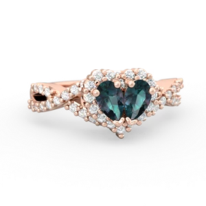Alexandrite Diamond Twist 'One Heart' 14K Rose Gold ring R2640HRT