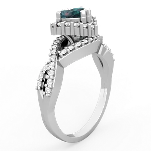 Alexandrite Diamond Twist 'One Heart' 14K White Gold ring R2640HRT
