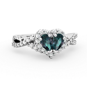Alexandrite Diamond Twist 'One Heart' 14K White Gold ring R2640HRT