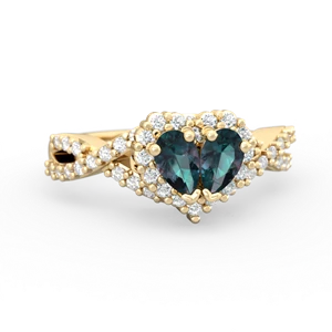 Alexandrite Diamond Twist 'One Heart' 14K Yellow Gold ring R2640HRT
