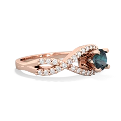 Alexandrite Diamond Twist 5Mm Round Engagment  14K Rose Gold ring R26405RD