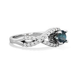 Alexandrite Diamond Twist 5Mm Round Engagment  14K White Gold ring R26405RD