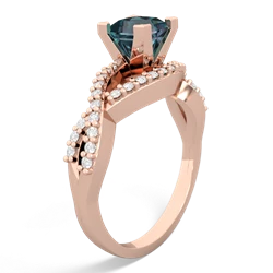 Alexandrite Diamond Twist 5Mm Square Engagment  14K Rose Gold ring R26405SQ