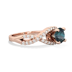 Alexandrite Diamond Twist 6Mm Round Engagment  14K Rose Gold ring R26406RD