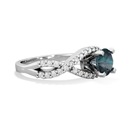 Alexandrite Diamond Twist 6Mm Round Engagment  14K White Gold ring R26406RD