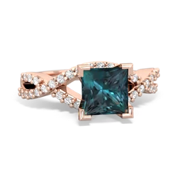 Alexandrite Diamond Twist 6Mm Princess Engagment  14K Rose Gold ring R26406SQ