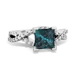 Alexandrite Diamond Twist 6Mm Princess Engagment  14K White Gold ring R26406SQ