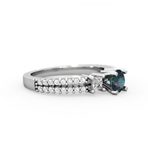 Alexandrite Classic 5Mm Round Engagement 14K White Gold ring R26435RD