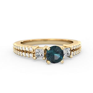 Alexandrite Classic 5Mm Round Engagement 14K Yellow Gold ring R26435RD