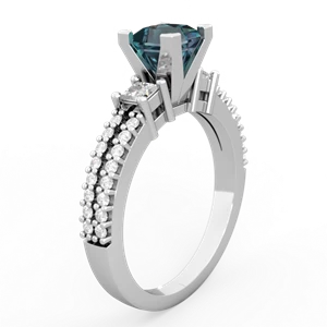 Alexandrite Classic 5Mm Square Engagement 14K White Gold ring R26435SQ