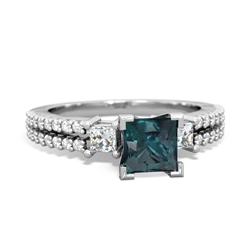 Thumbnail for Lab Alexandrite Engagement 14K White Gold ring R26435SQ - top view