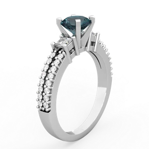 Alexandrite Classic 6Mm Round Engagement 14K White Gold ring R26436RD