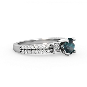 Alexandrite Classic 6Mm Round Engagement 14K White Gold ring R26436RD