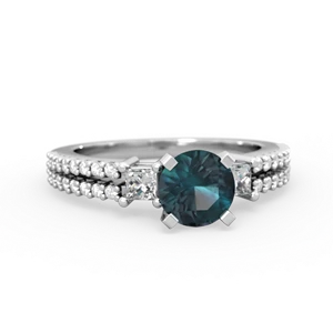 Alexandrite Classic 6Mm Round Engagement 14K White Gold ring R26436RD