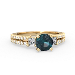Alexandrite Classic 6Mm Round Engagement 14K Yellow Gold ring R26436RD