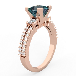 Alexandrite Classic 6Mm Princess Engagement 14K Rose Gold ring R26436SQ