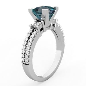 Alexandrite Classic 6Mm Princess Engagement 14K White Gold ring R26436SQ