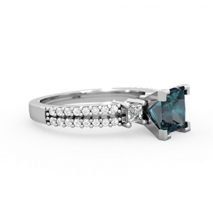 Alexandrite Classic 6Mm Princess Engagement 14K White Gold ring R26436SQ