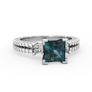 Alexandrite Classic 6Mm Princess Engagement 14K White Gold ring R26436SQ